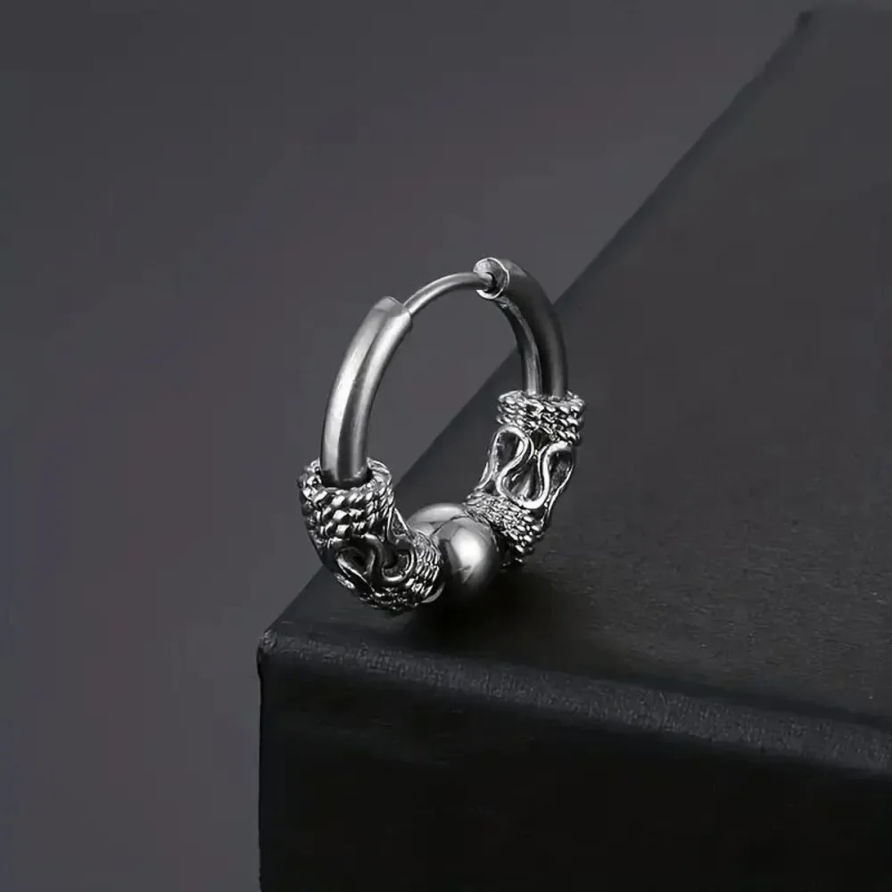Men's Totem Hoop Titanium Steel Earring